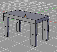 Blender. Модель стола, созданная с применением инструмента Subdivide. 